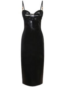 Robe midi moulante en latex Versace noir