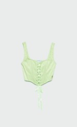 Top corset jacquard Bridgerton vert Bershka