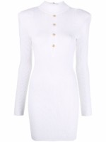 Robe boutonnée en maille blanc Balmain