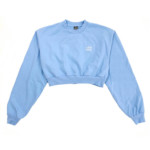 EMBROIDERED WAVY CROPPED SWEATSHIRT - SKY BLUE Livincool
