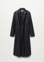 Manteau long cuir Mango