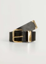 Ceinture boucle carrée noir Mango