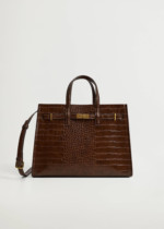 Sac shopper effet croco brun Mango