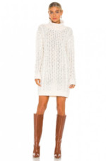 25 America Cable Turtleneck Dress in Chalk