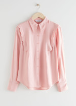 And Other Stories Scalloped Jacquard Shirt in Pink