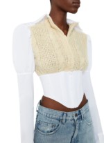 Danielle Guizio Cable Knit Puff Sleeve Top