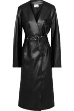 Each x Other Black Belted Faux Leather Coat Black