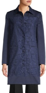 Maison Valentino Lace Paneled Coat in Navy