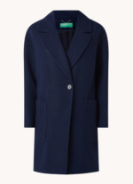 Manteau en laine mélangée avec poches plaquées bleu marine Benetton