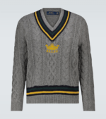 Polo Ralph Lauren Men's Cable Knit Cricket Sweater in Dusty Grey Heather