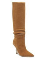 Sigerson Morrison Halie Suede Pointy Toe Knee High Boots in Tan