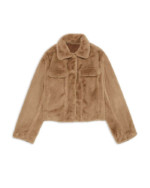 Theory Aspen Faux Fur Trucker Jacket in Camel