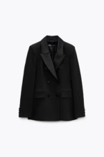 Blazer smoking à boutonnage croisé noir Zara