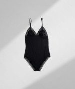 Body en coton responsable et dentelle française noir Ninon Maison 123