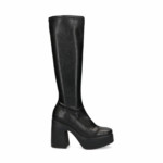 Bottes hautes synthétique avec talon cubain noir Sacha