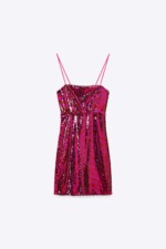 Robe mini rose à paillettes Zara