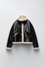 Blouson en matière synthétique avec effet mouton noir Zara