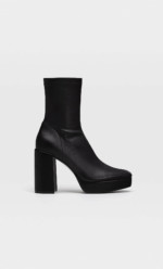 Bottines à plateforme élastiquées noires Stradivarius