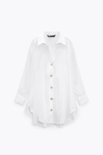 Chemise longue à bouton blanc Zara