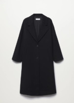 Manteau laine revers noir Mango