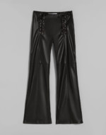 Pantalon flare similicuir lacé noir Bershka