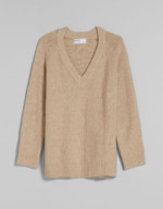 Pull à col en V beige Bershka