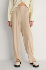 Recyclé pantalon jambe large et taille haute beige NA-KD