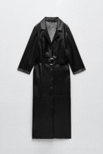 Robe chemise en cuir synthétique noir Zara