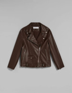 Veste style motard similicuir oversize brune Bershka