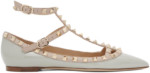 Ballerines en cuir verni grises et roses Rockstud Cage Valentino Garavani