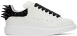 Baskets surdimensionnées blanc et noir en cuir à clous ALEXANDER MCQUEEN