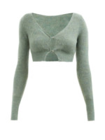 Cardigan court en mohair mélangé vert Azlou Jacquemus