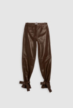 1 pantalon en cuir responsable chocolat nœuds chevilles Claudie Pierlot