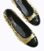 Ballerines sequin et veau vernis dorées et noires Chanel