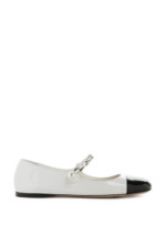 Ballerines en cuir vernis blanches Miu Miu via Printemps