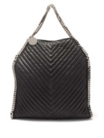Falabella chevron-quilted faux-leather black tote bag Stella McCartney