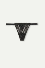 6 String ficelle noir en dentelle et fleurs Intimissimi