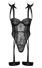 1 Body en dentelle à bretelles nouées et à balconnet noir PrettyLittleThings