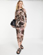 Robe mi-longue en tulle imprimé tie dye river island via asos