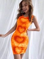 Robe courte tie dye orange shein