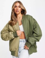 Veste bomber oversize kaki topshop via asos