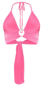 Bralette décolletée rose vif à détail anneau PrettyLittleThings