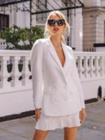 Blazer blanc à boutons Shein