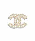 Broche doré perles et strass Chanel