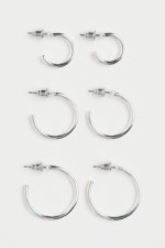 Lot de 3 paires de boucles d’oreilles créoles argentés H&M