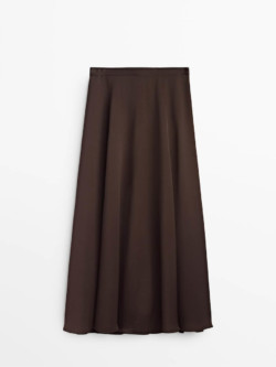 Jupe longue satinée brun Massimo Dutti