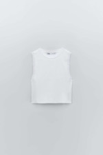 Top court en maille blanc Zara