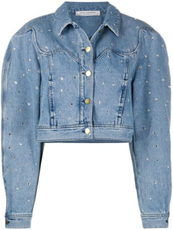 Veste Serafini en jean crop avec détail strass Philosophy