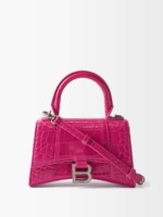 Hourglass XS crocodile-effect leather bag pink Balenciaga