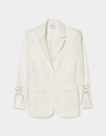 Blazer brillant manches lacées strass blanc Bershka